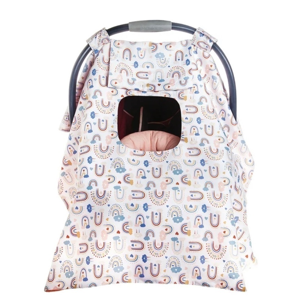 Monbebe Infant Girls Pink Rainbows Car Seat Cover/Canopy w/Window - VGUC!